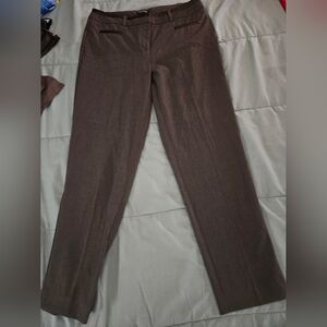 Women Gray Dressy Pants With Leather Details